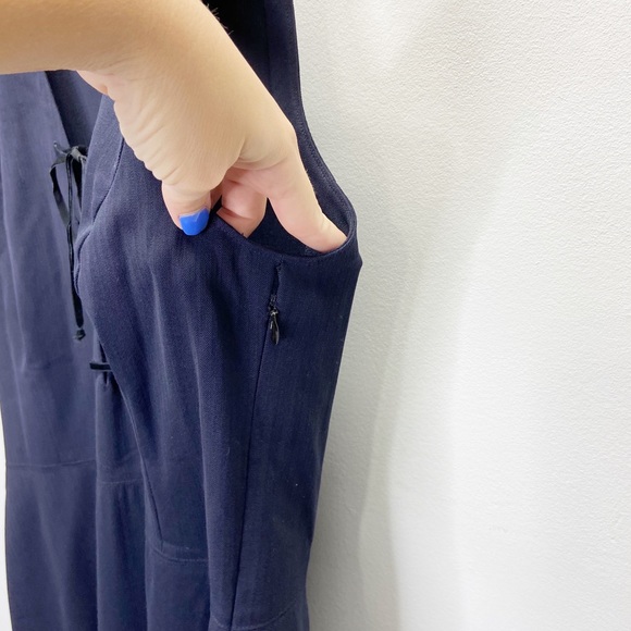 Ralph Lauren VTG Navy Lace Up Wool Dress - Picture 5 of 8